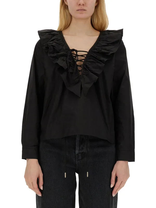 Blouse With Ruffles - Ganni