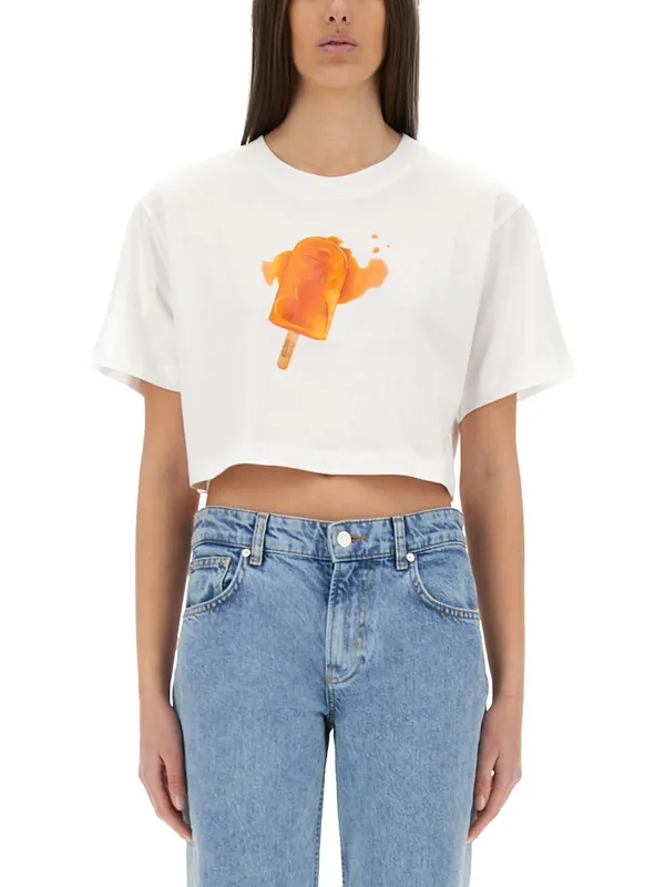 Ice-Cream Print Cropped T-Shirt