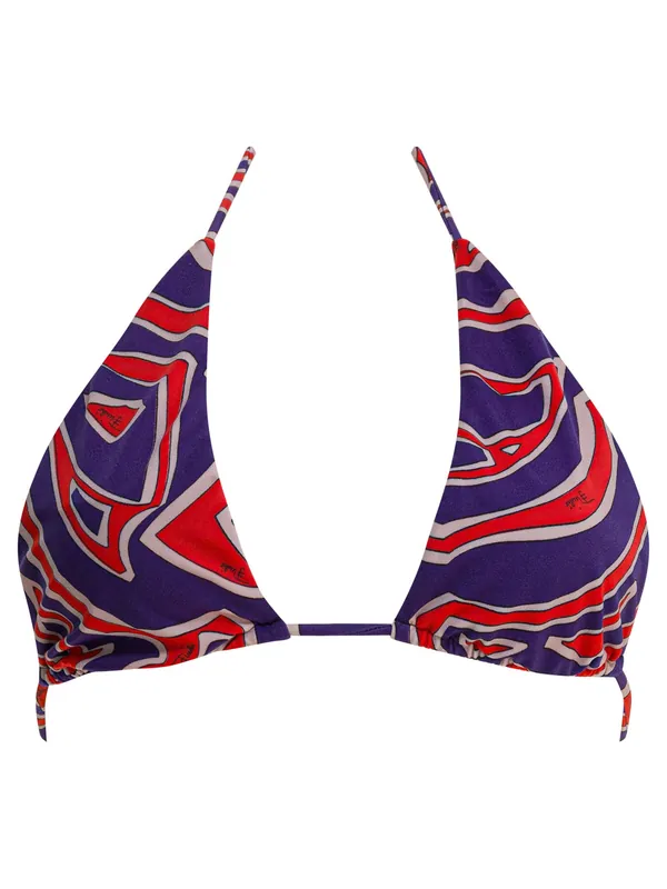 Triangle Bikini Top With Stamba Labirinto Swimwear Purple - Pucci