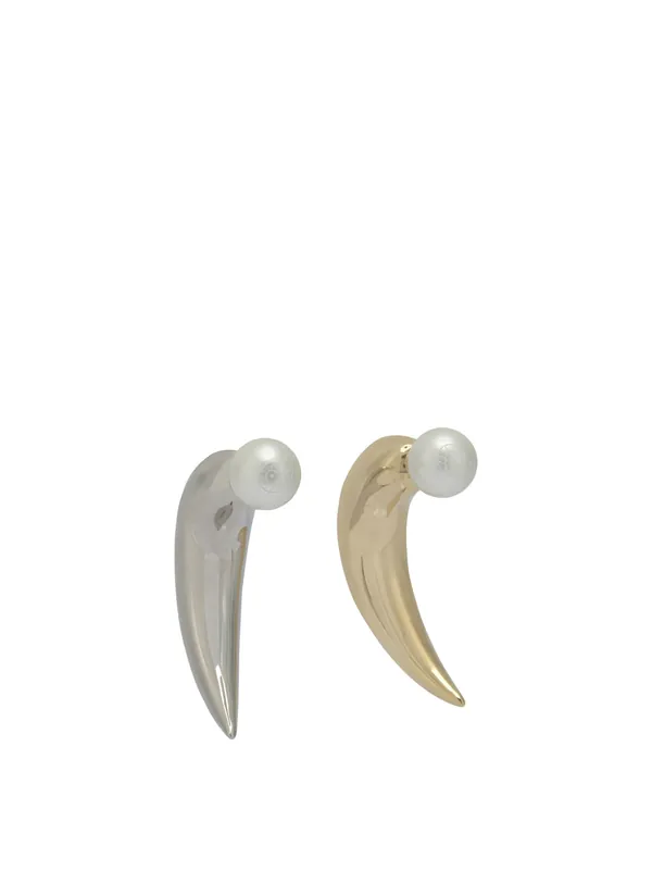 Horn Earrings With Pearl Jewels Gold - Pucci