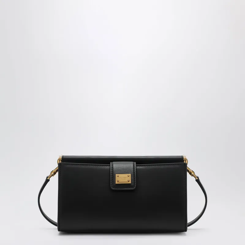 Plongé Calfskin Leather Phone Bag In Black - Dolce & Gabbana