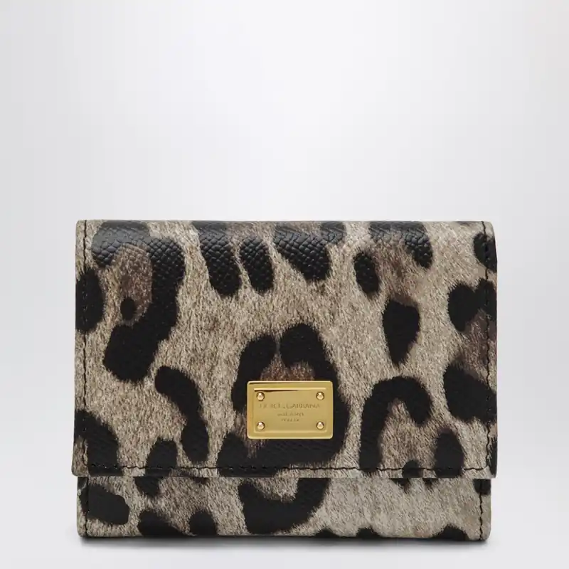 Dauphine Calfskin Wallet With Leopard Print - Dolce & Gabbana