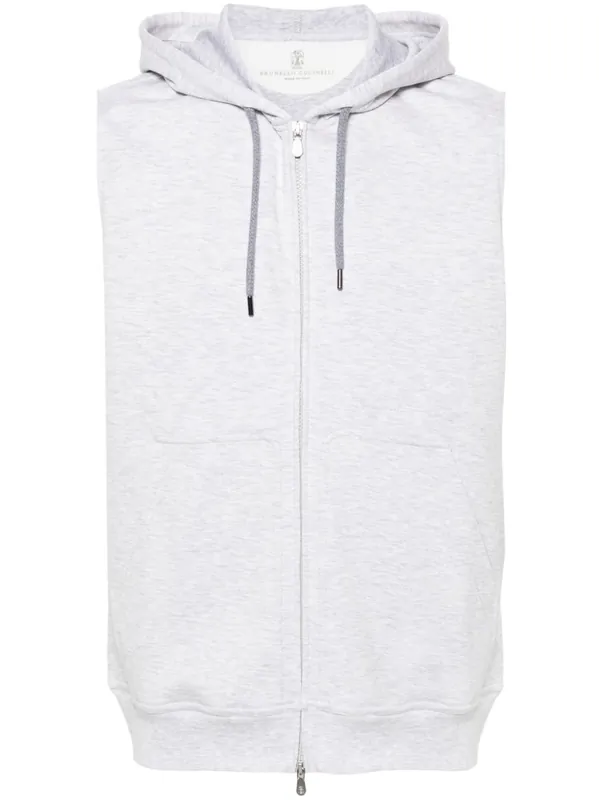 Cotton Blend Sleeveless Hooodie - Brunello Cucinelli