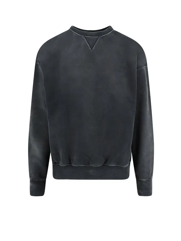 Cotton Sweatshirt With Front Embroidered Logo - Maison Margiela