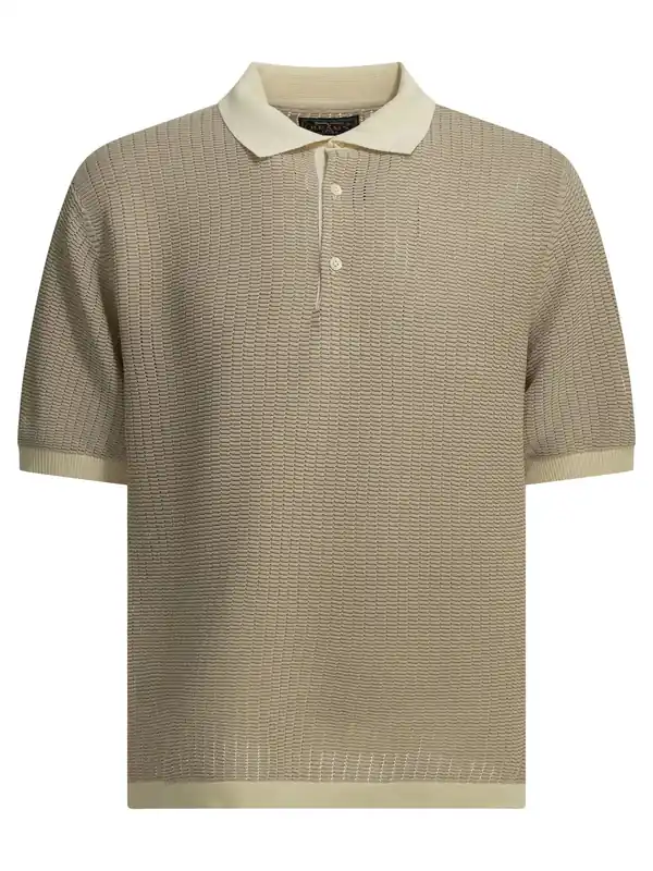 Polo Shirt With Buttons Made Of Washi Yarn Polo Shirts Beige - Beams Plus