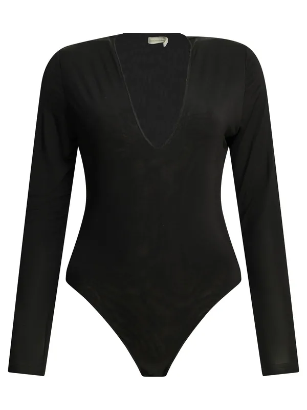Long-Sleeved Bodysuit Tops Black
