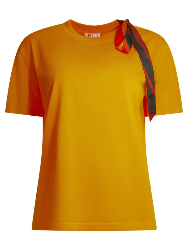 Knitted Crew Neck T-Shirt T-Shirts Orange