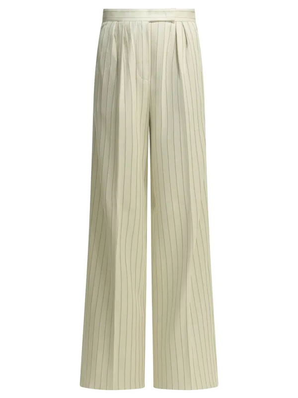 Tailored Pinstripe Pants Trousers White - Max Mara