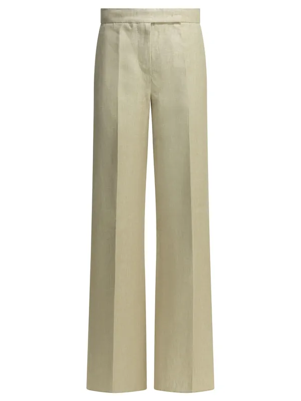 Linen Tailored Pants Trousers Beige - Max Mara