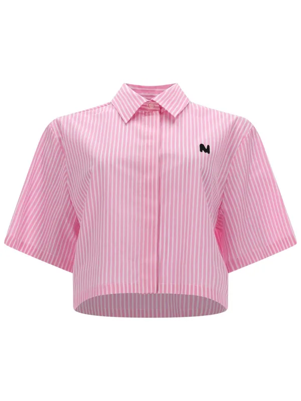 Camicia Crop Con Logo - MSGM