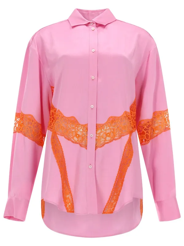 Camicia Con Inserti In Pizzo - MSGM