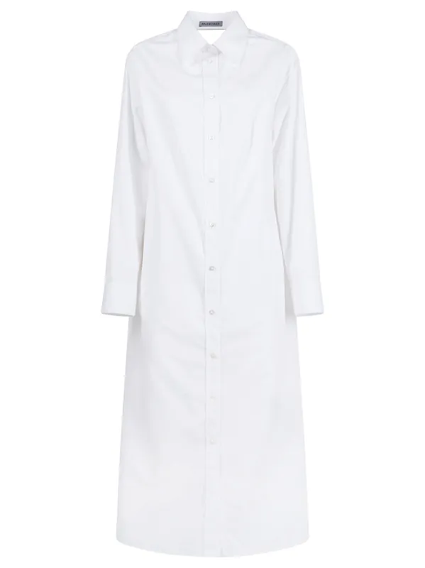 Draped Back Cotton Poplin Dress - Balenciaga