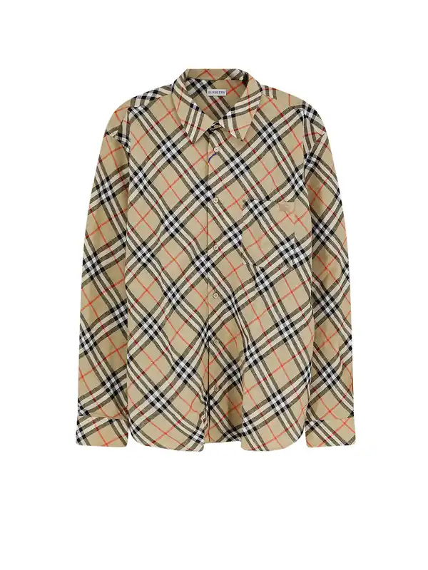 Linen Shirt With Check Print - Burberry