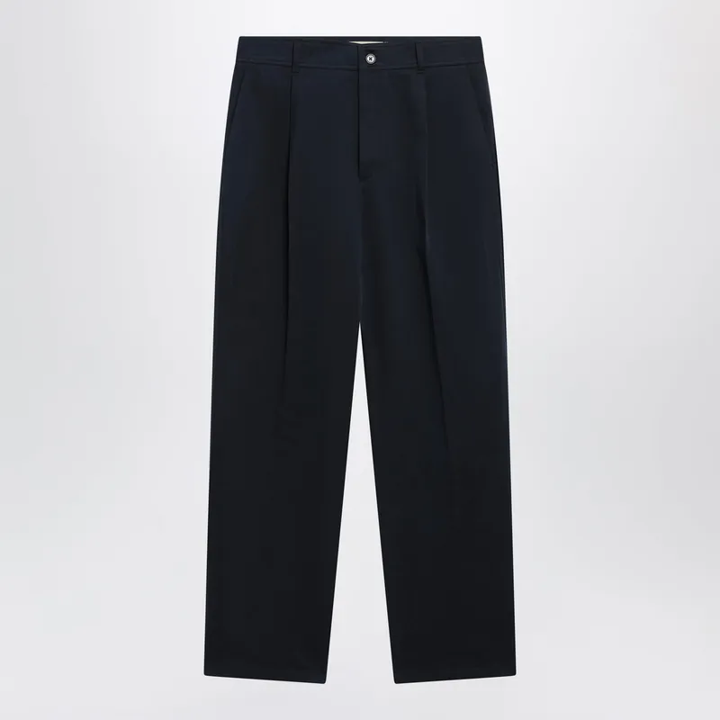 Navy Blue Cotton Trousers - Valentino Garavani
