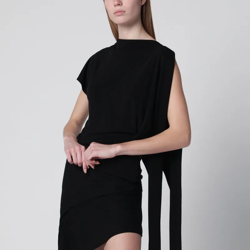 Black Asymmetric Viscose Top - Francesco Murano
