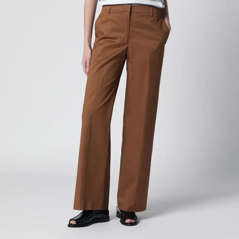 Francoise Beige Cotton-Blend Trousers