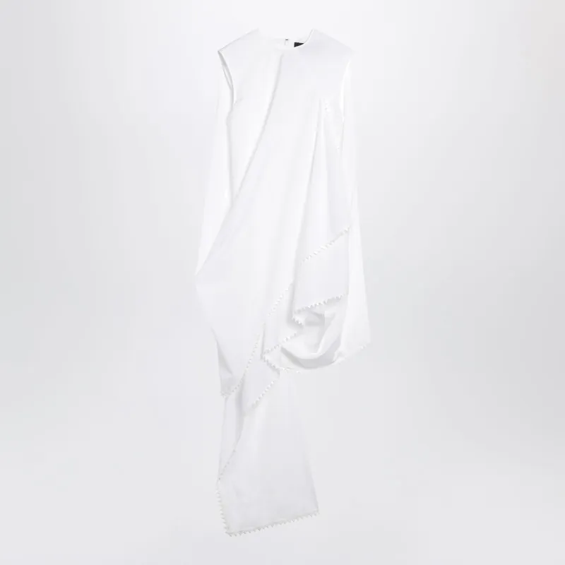 White Asymmetric Cotton Dress - Jacquemus