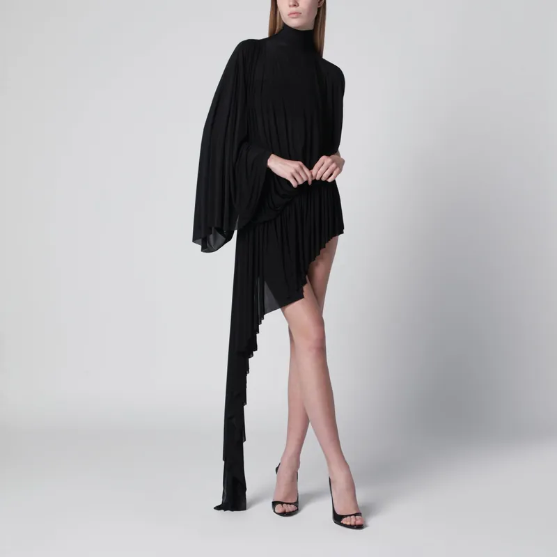 Black Asymmetric Turtleneck Dress - Francesco Murano