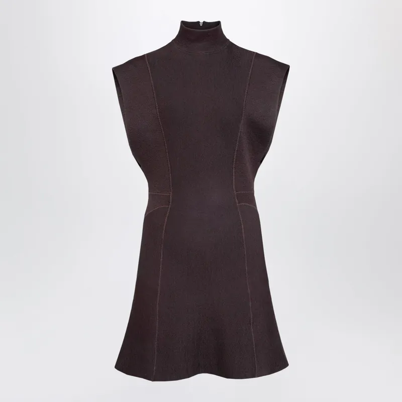 Short Aubergine Silk Knit Dress - Alaïa