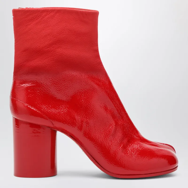 Red Patent Leather Tabi Ankle Boots - Maison Margiela