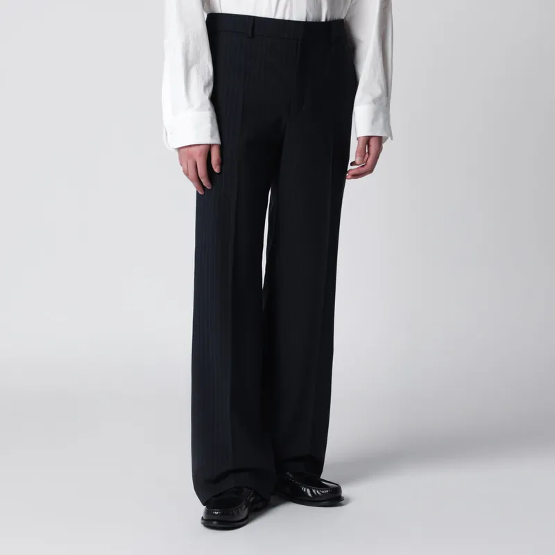 Pinstriped Wool-Blend Trousers