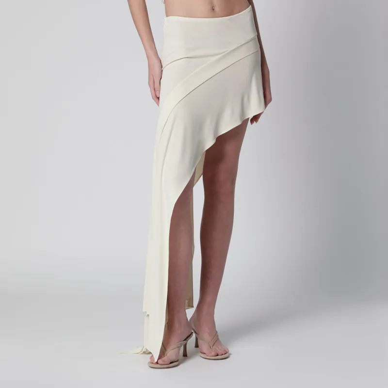 White Mini Skirt With Side Train - Francesco Murano