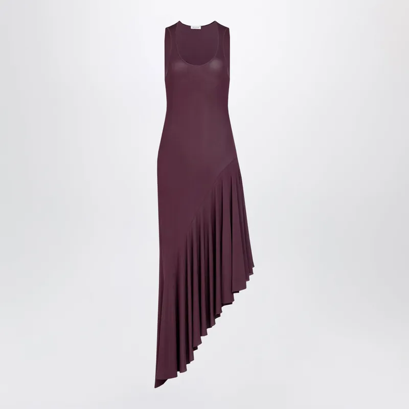 Asymmetric Fluid Viscose Jersey Dress In Violet - Alaïa