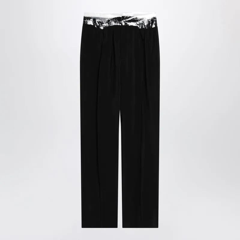 Black Pants With Tape-Detail Waistband