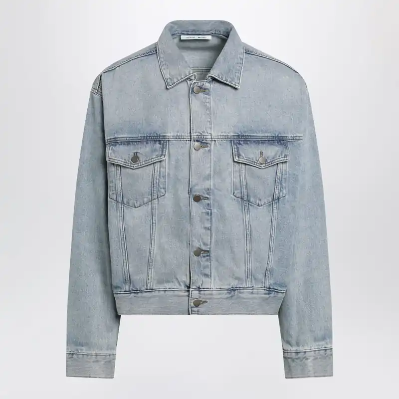 Light Blue Vintage-Effect Denim Jacket