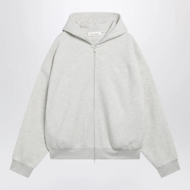 Light Grey Mélange Cotton Fleece Zip-Up Sweatshirt