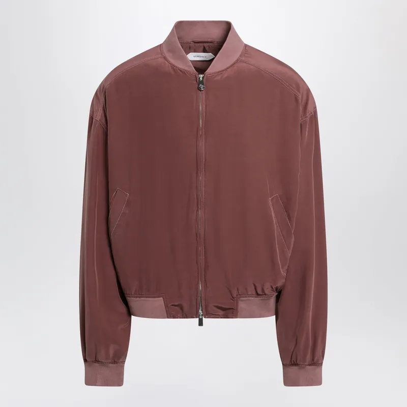 Aubergine Silk Bomber Jacket - Versace