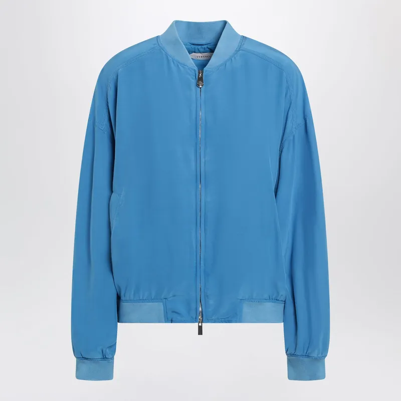 Light Blue Silk Poplin Zip Blouson - Versace