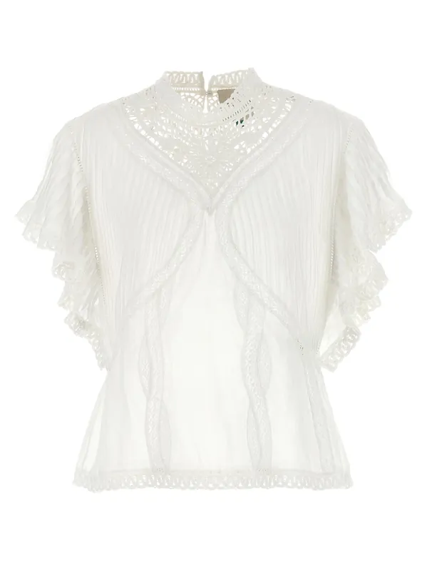 Openwork Detail Blouse Shirt And Blouse White - Farm Rio