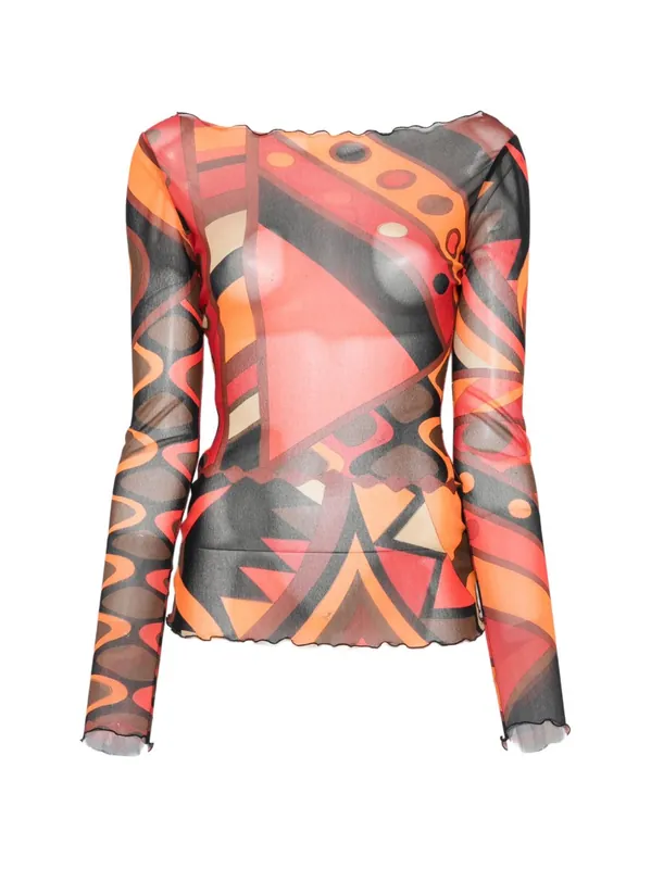 Printed Tulle T-Shirt