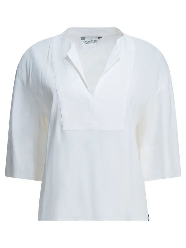 Linen Blend Blouse Shirts White - Max Mara Pure