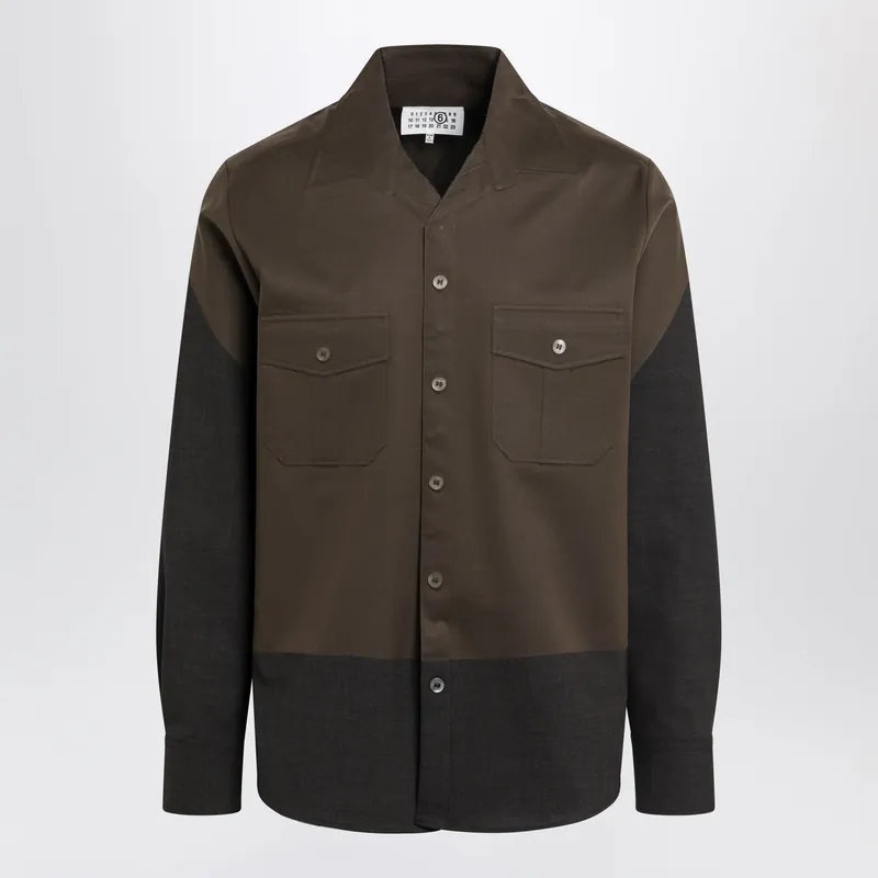 Two-Tone Brown Shirt In Wool Blend