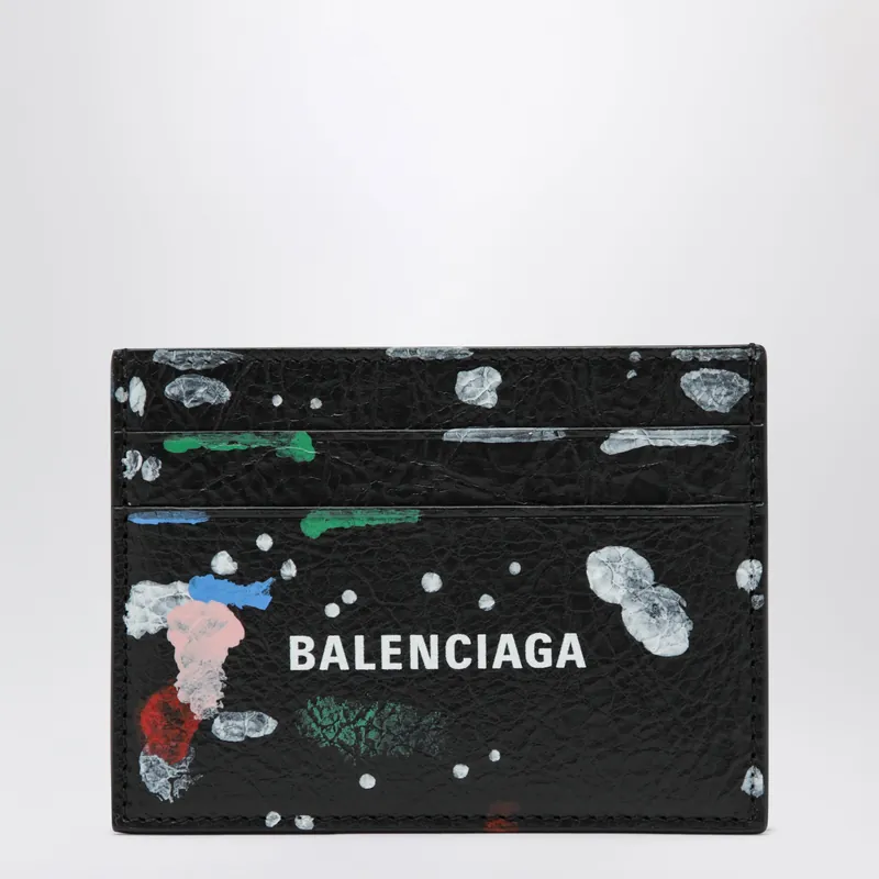Cash Leather Card Holder With Painter’s Print - Balenciaga