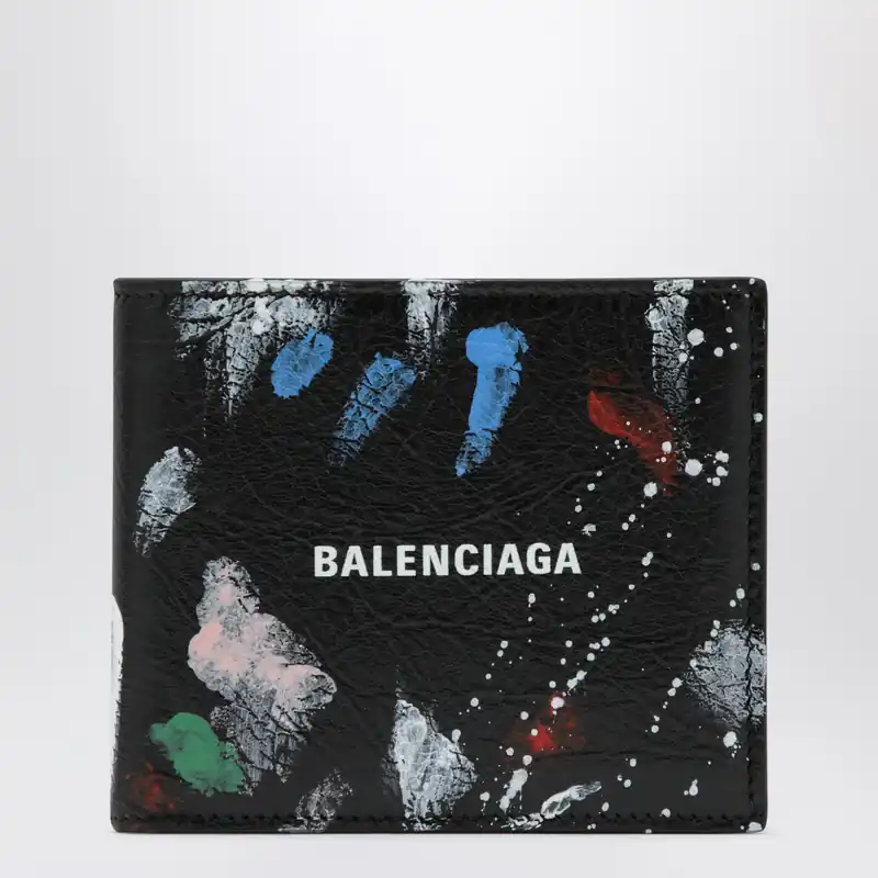 Cash Leather Wallet With Painter’s Print - Balenciaga