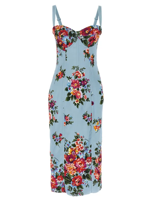 Mazzo Di Fiori Dresses Light Blue - Dolce & Gabbana