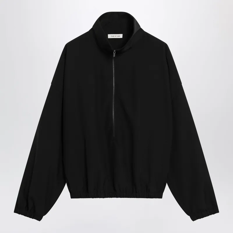 Black Ripstop Wool Jacket With Black Half Zip - Fear of God