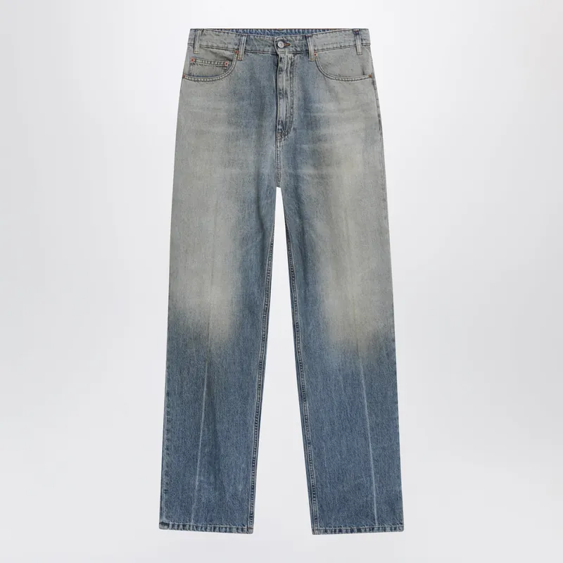 Mid-Blue Washed-Effect Denim Jeans