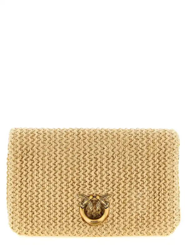 Love Click Soft Horizontal Clutch Beige - Pinko