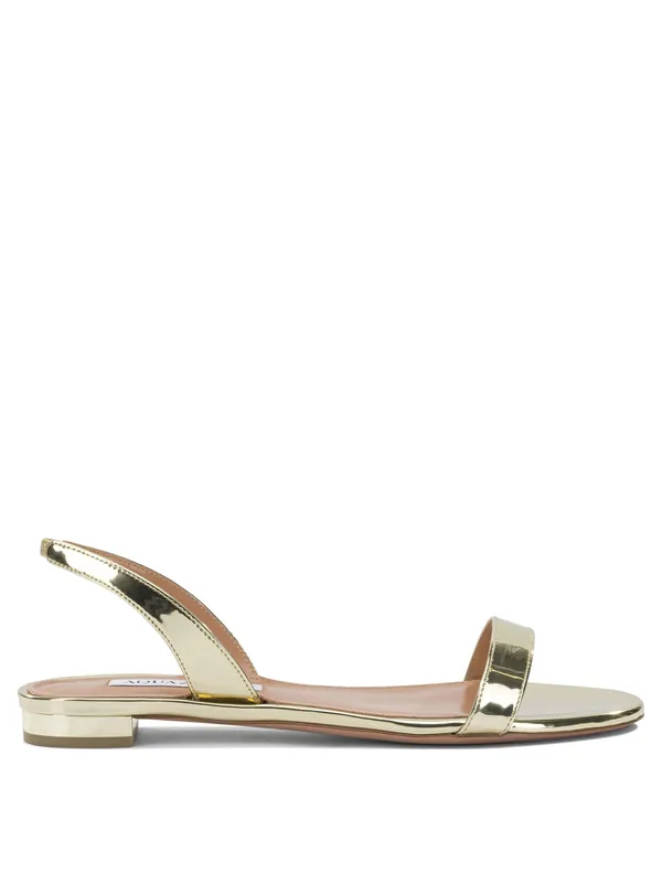 So Nude Flat Sandals Gold - Aquazzura