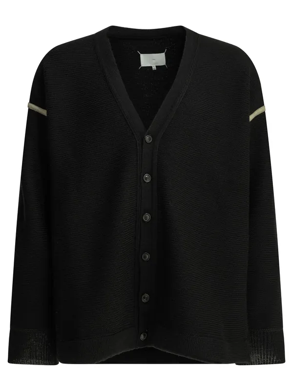 Wool Cardigan With Patches Knitwear Black - Maison Margiela