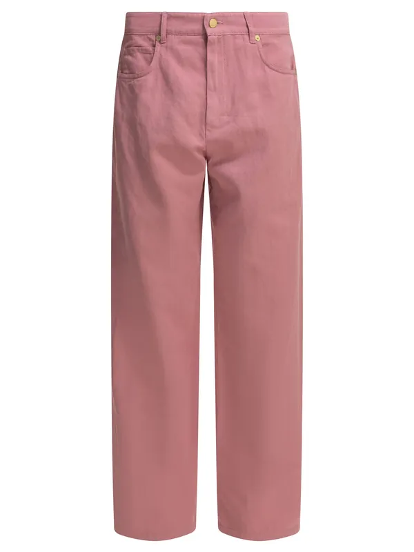 Casual Cotton Linen Pants Trousers Pink - Max Mara S