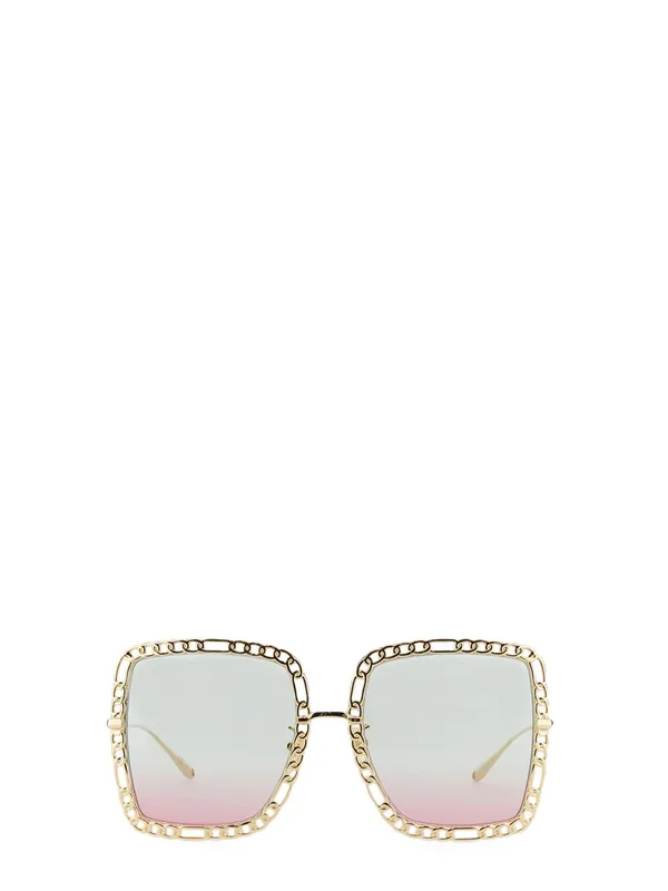 Occhiale Da Sole Rettangolare Con Catena - Gucci