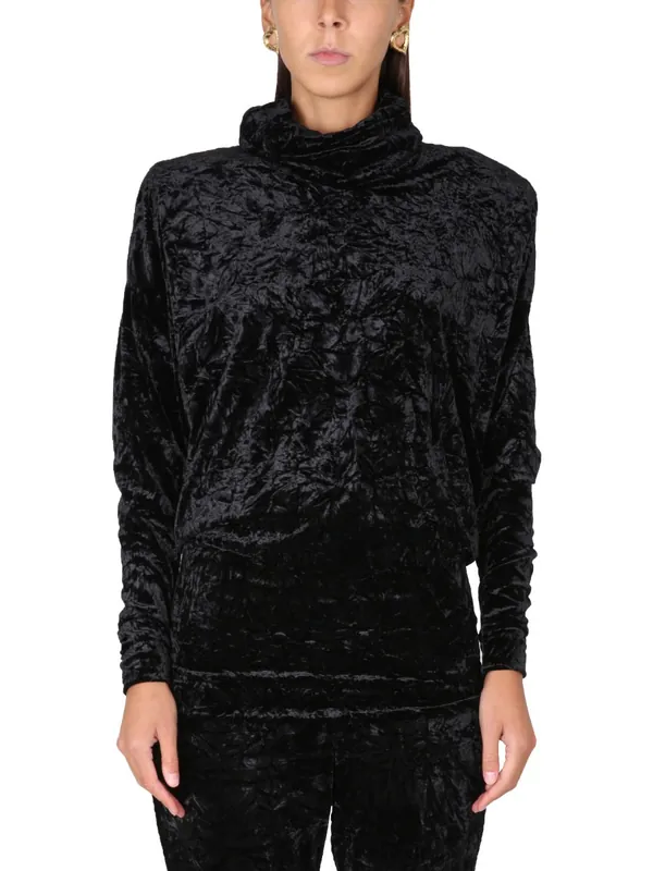 Velvet Turtleneck Top - Saint Laurent