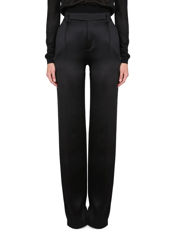Satin Flared Pants - Saint Laurent