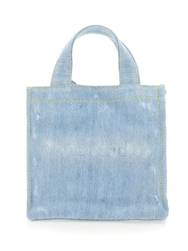 Mini Denim Shopper Bag With Logo - Acne Studios