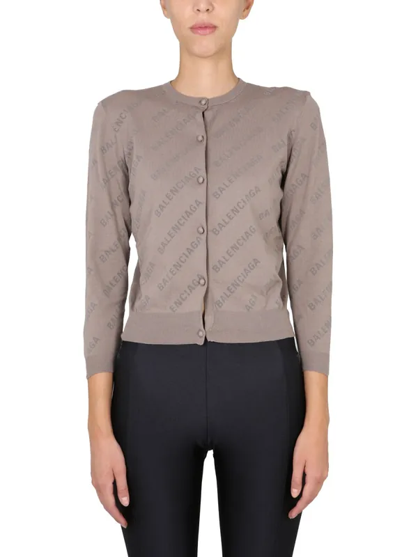 Allover Logo Cropped Cardigan - Balenciaga